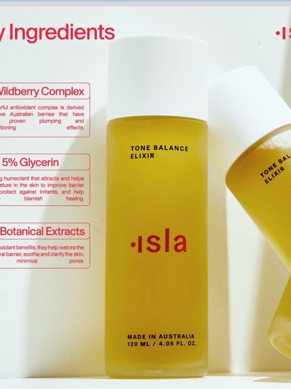 Isla Tone Balance Elixir made in Australia. High End. Brand new in box.
